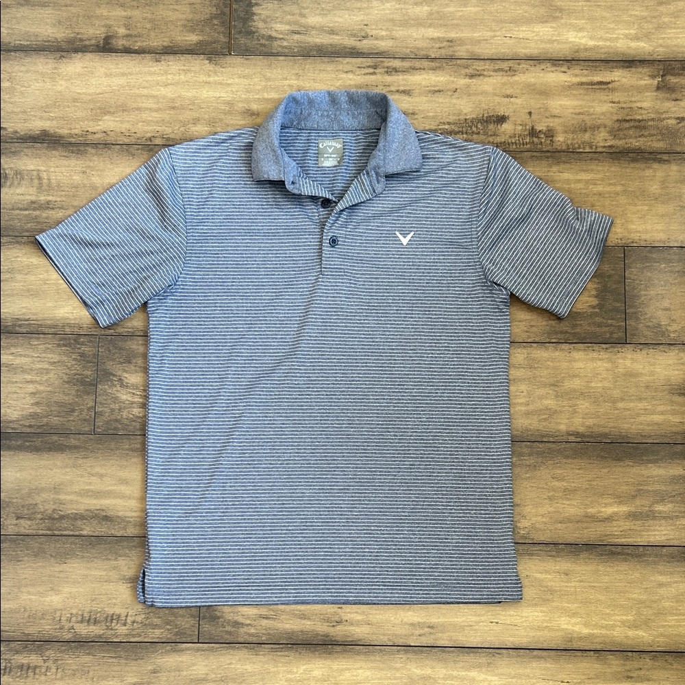 Callaway Men’s Blue and white stripped golf shirt